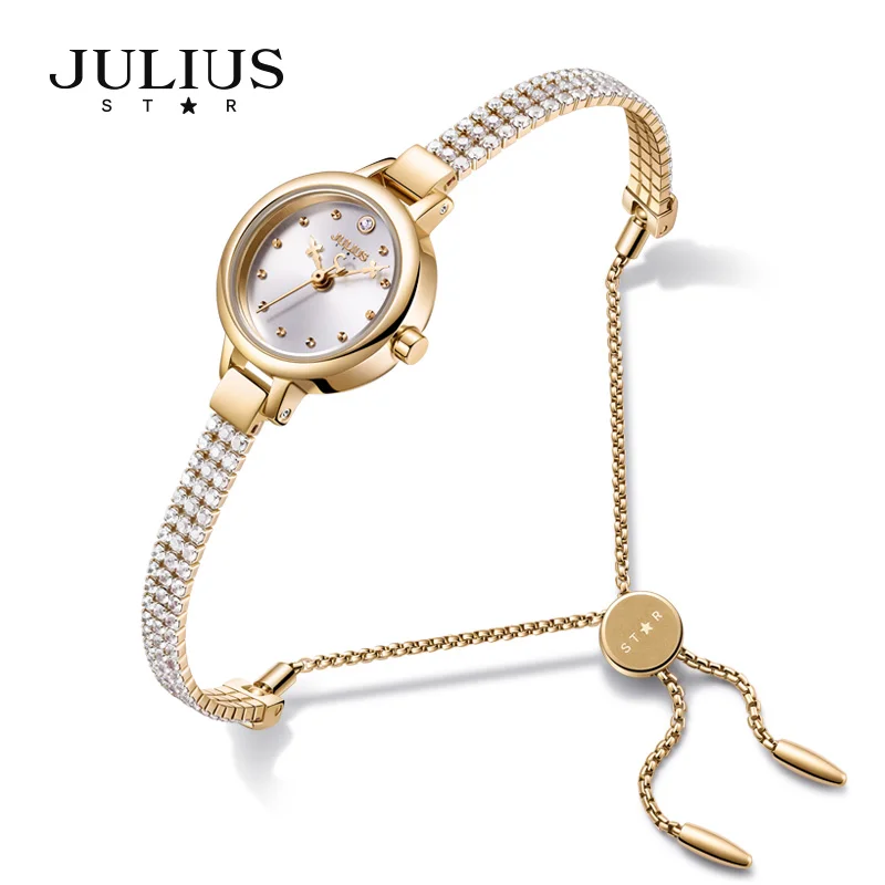 Julius watch Women\'s Top Quality Brass Superb Bracelet Clock Full Colorful Diamond Dress Watch 30M Wtaerproof Gift Watch JS-007