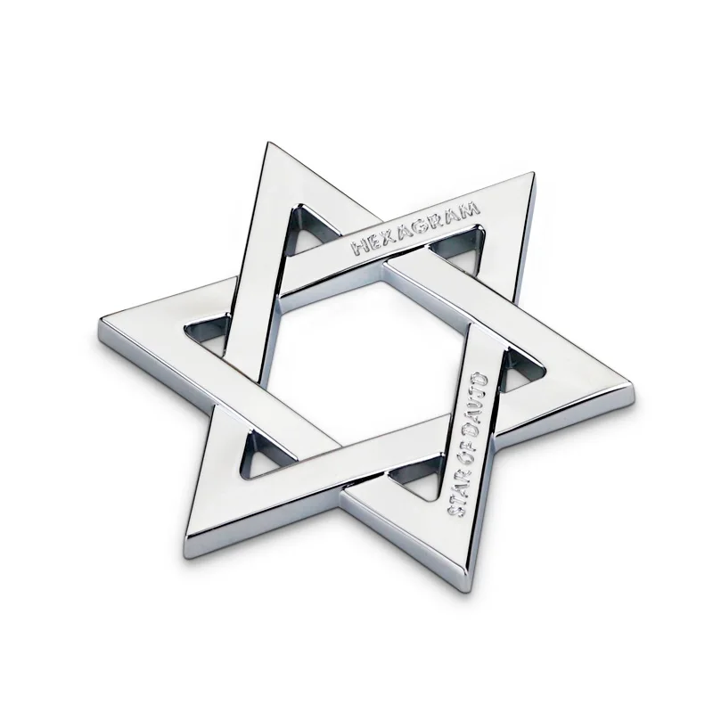 Noizzy Star of David Ho Hexagram 3D Metal Car Auto Badge Motorcycle Sticker Fashion Emblem Chrome Black SUV Tuning Car-Styling