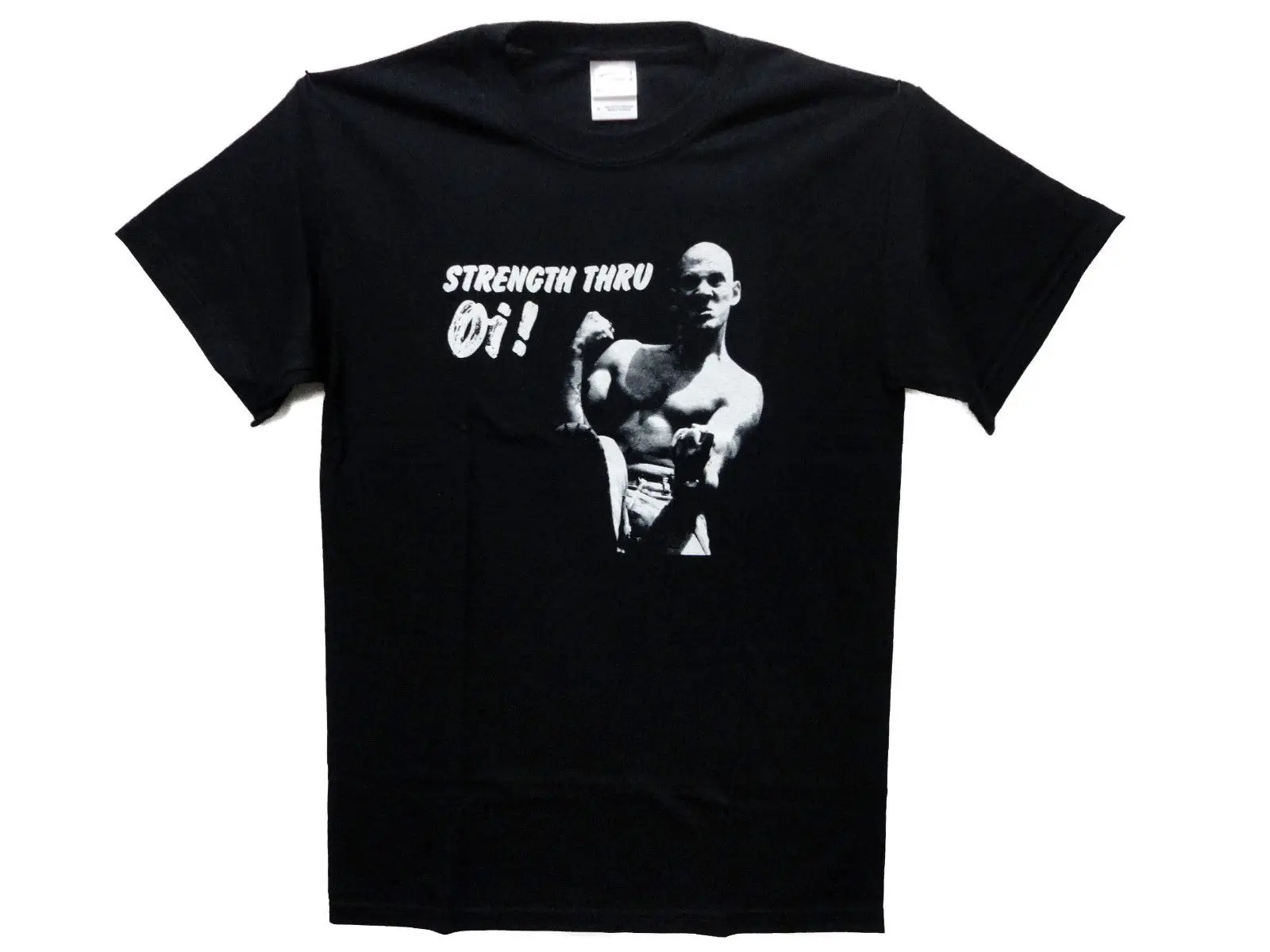 Cotton Tee Shirts Short Sleeve Tops Strength Thru Oi Black T-Shirt Skinhead Punk Mod S-3Xxl Hand Printed Hemd Funny T Shirt