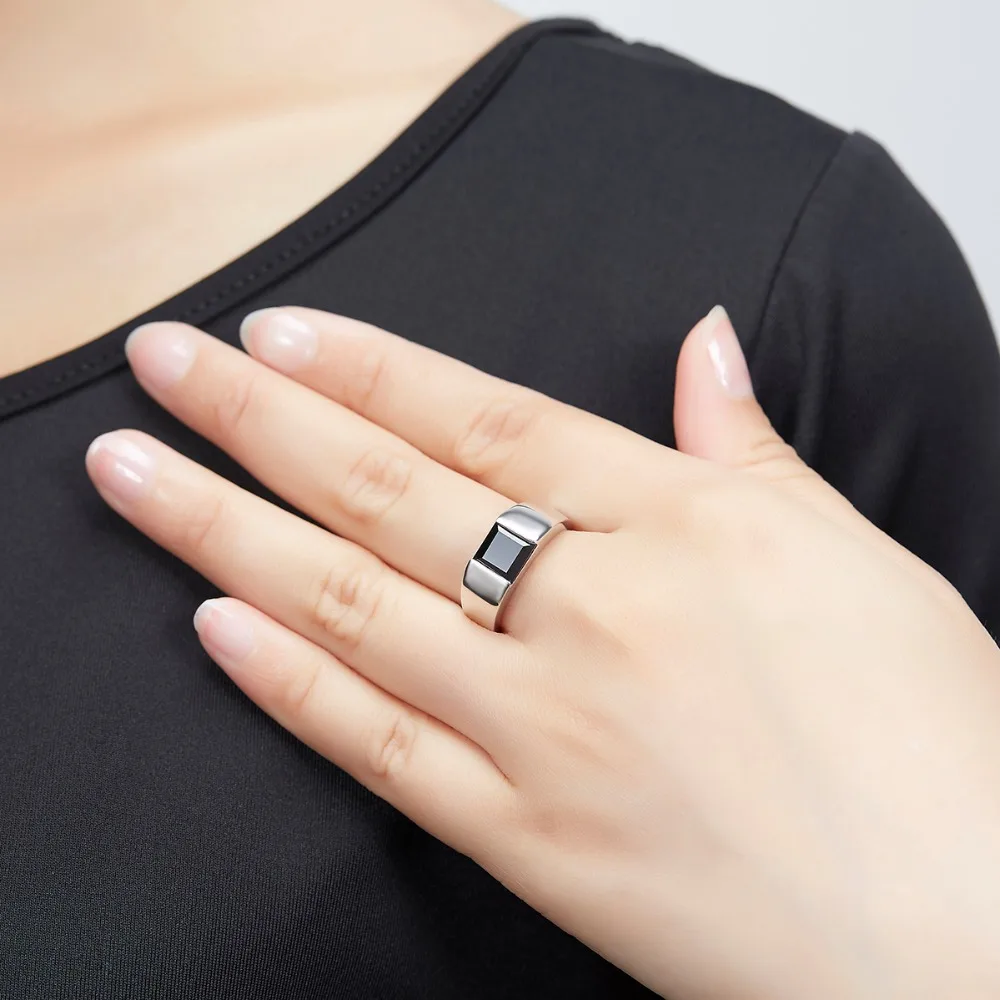 Natural Black Garnet Unisex Ring 925 Sterling Silver 1.9 Carats Natural Gemstone Rings Fine Jewelry Classic Design for Gift