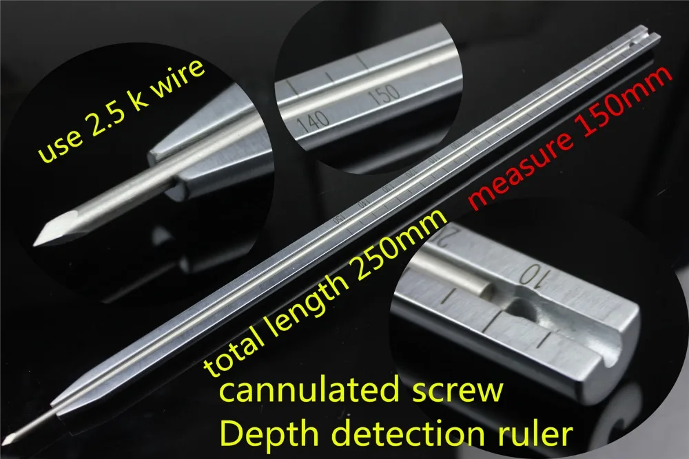 medical orthopedic instrument cannulated screw Depth detection ruler DHS DCS lag screw sounder Depth detector Measuring device