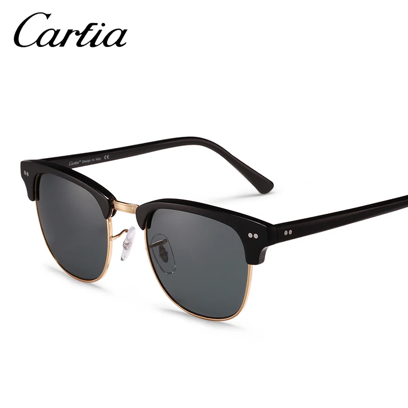 

Carfia 2018 Women Men Vintage Sunglasses Classic Retro Rivet Shades Brand Designer Rimless Sun glasses 100% UV400