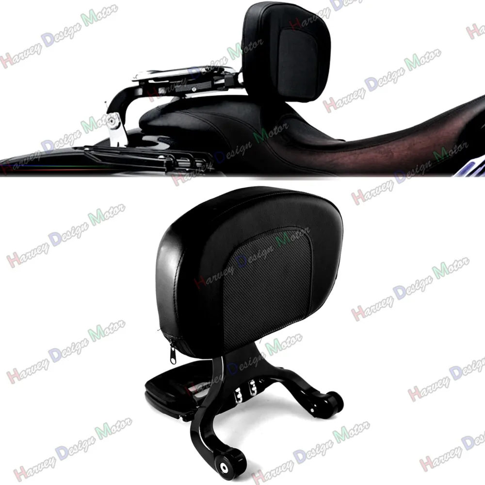 Black Multi Purpose Adjustable Driver & Passenger Backrest For Harley Touring Street Glide Road King Cross-Country