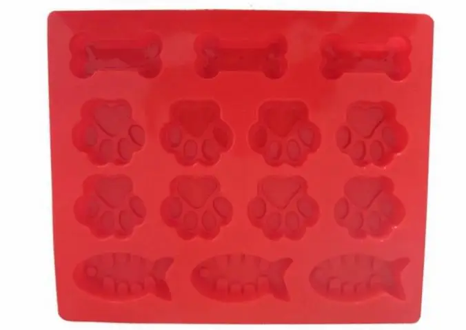 Imagem -03 - Bandejas do Cubo de Gelo do Produto Comestível Refrigerador Filhote de Cachorro Pata Osso Foguete Bolo Pan Silicone Trata Biscoito Molde Cozimento Cortador Biscoito Vermelho