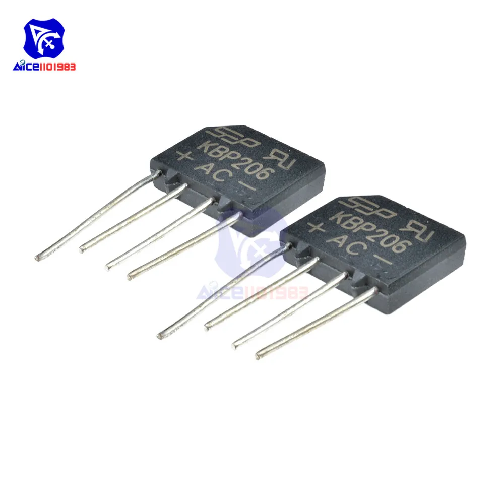 5PCS/Lot Bridge Rectifier Diode KBP206 SIP-4 2A 600V Single Phase Bridge Rectifier Original Integrated Circuit