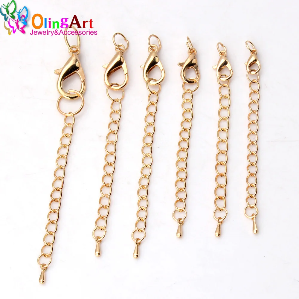 OlingArt 10/12/14/15/18/21MM 12 Cái/lốc Mạ KC Vàng Dây Làm vòng Tay Tôm Hùm Khóa Nối Dài Dây Chuyền Đuôi Trang Sức Làm