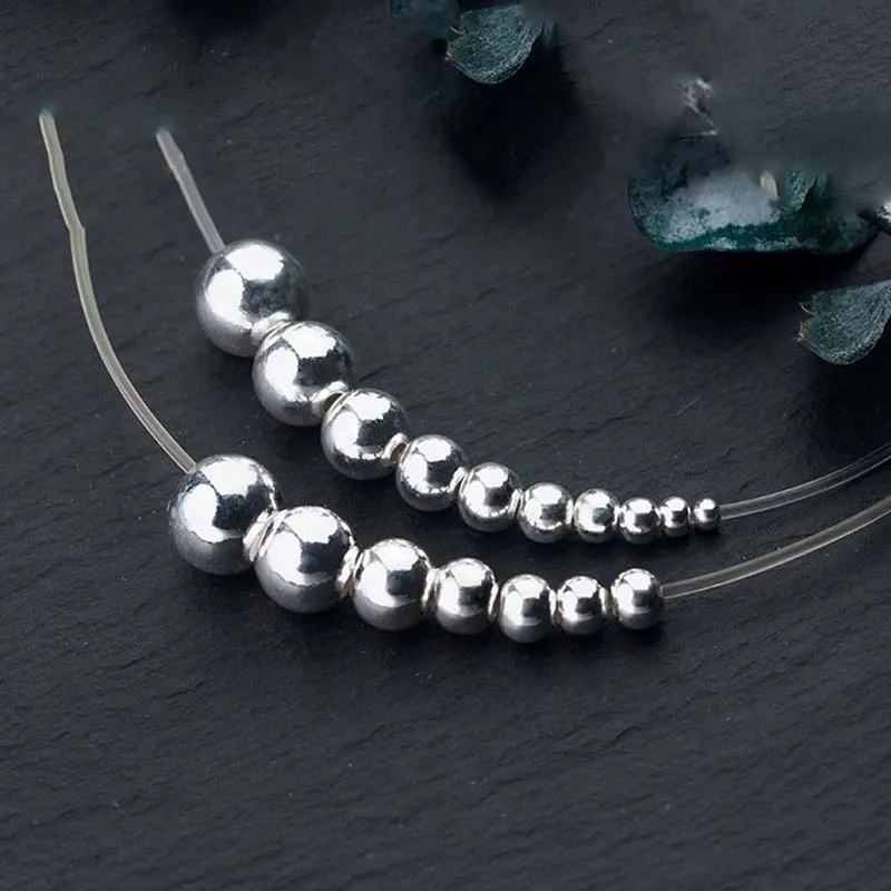 5pcs/lot 925 Sterling Silver Round Spacer Beads Big/Small Hole Handmade Beading Silver Charm Findings DIY Jewelry Making Beads