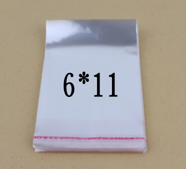 New Clear Resealable Cellophane/BOPP/Poly Bags 6x11cm Transparent Opp Bag Packing Plastic Bags Self Adhesive Seal