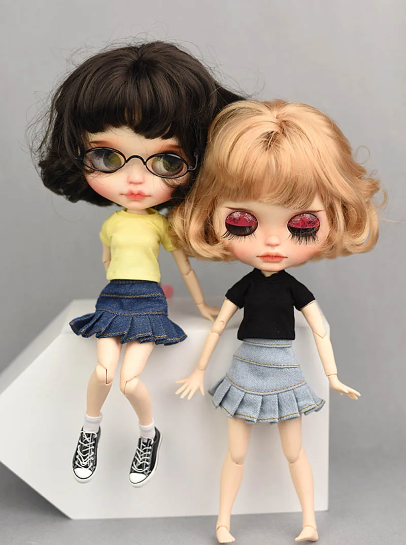 Blue Jeans Skirt Casual Wear Clothes For Blythe Doll Kids Toy A-line Skirt For Blyth Licca Doll Clothes 1/6 Doll Accessories