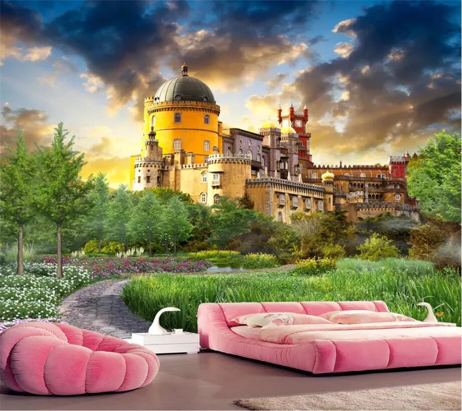 

beibehang Custom wallpaper 3d photo mural fantasy castle back garden landscape living room TV background wall 3d papel de parede