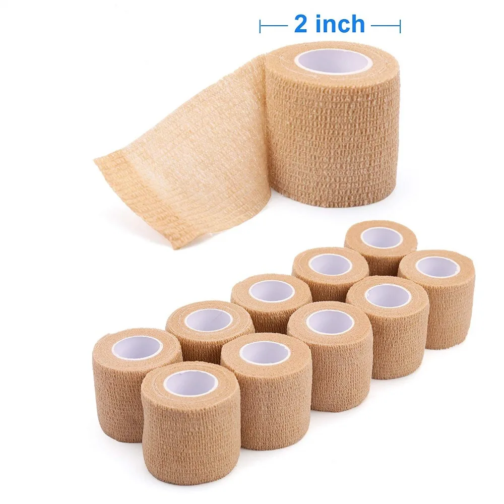 10 Rolls Self-Adhesive Cohesive Wrap Bandage 5cm Width Family Use Elastoplast Waterproof Flexible Sport Stretch Tape