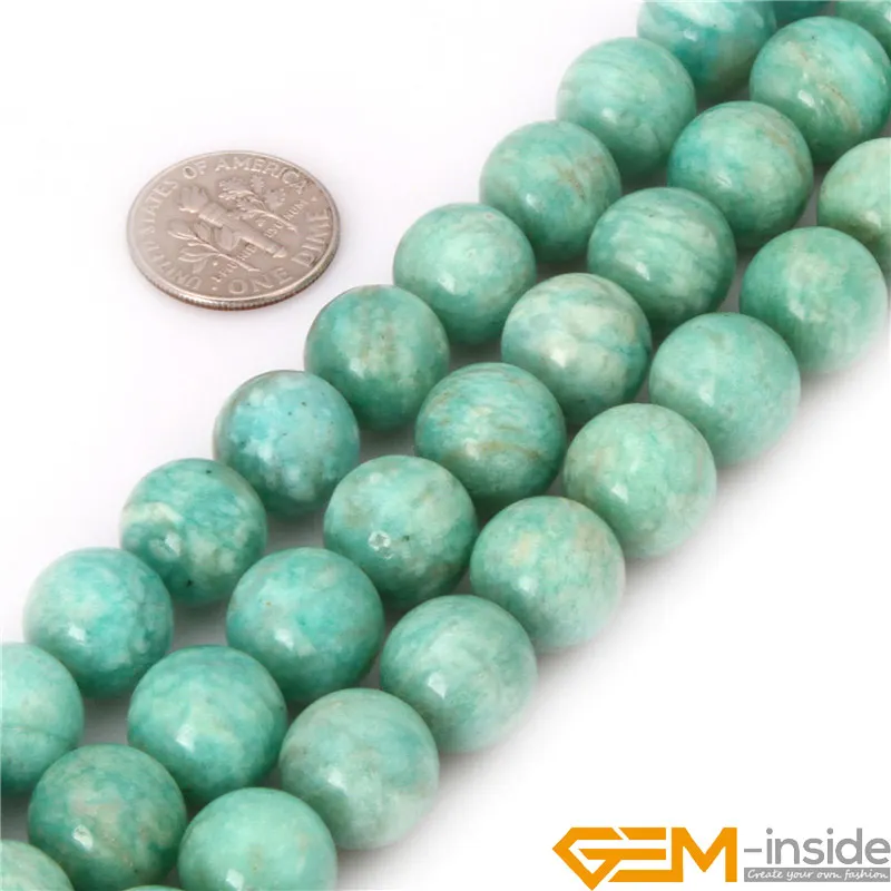 Gem-inside Round Brazilian Amazonite Beads Natural Stone Beads DIY Loose Beads For Jewelry Making For Bracelet Strand 15 Inches