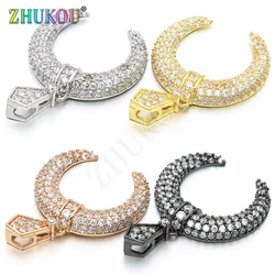 2Pcs/lot,Crescent Moon Cubic Zirconia Charms Gold Plated Brass Pendants & Necklaces DIY Jewelry Findings Making Material:VD13