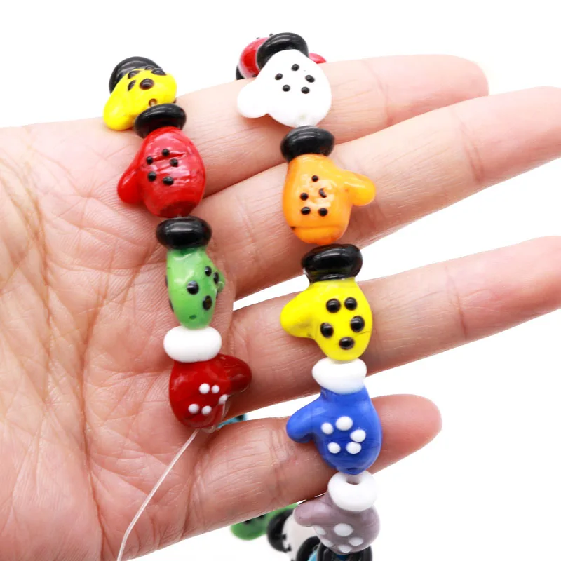 New Arrival! Random Mixcolor Lampwork Beads 20pcs/lot Special Glove Shape Jewelry Beads for Kids DIY Jewelry Party Decoration