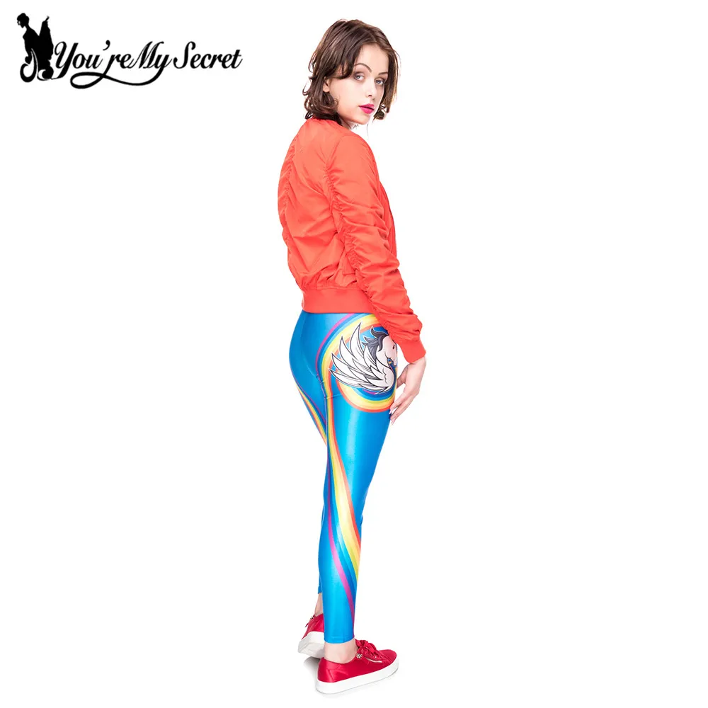 [You're My Secret] New Arrival Colorful Unicorn Women Leggings Vivid Rainbow Love Shape Printed Pants Street Wear Leggins