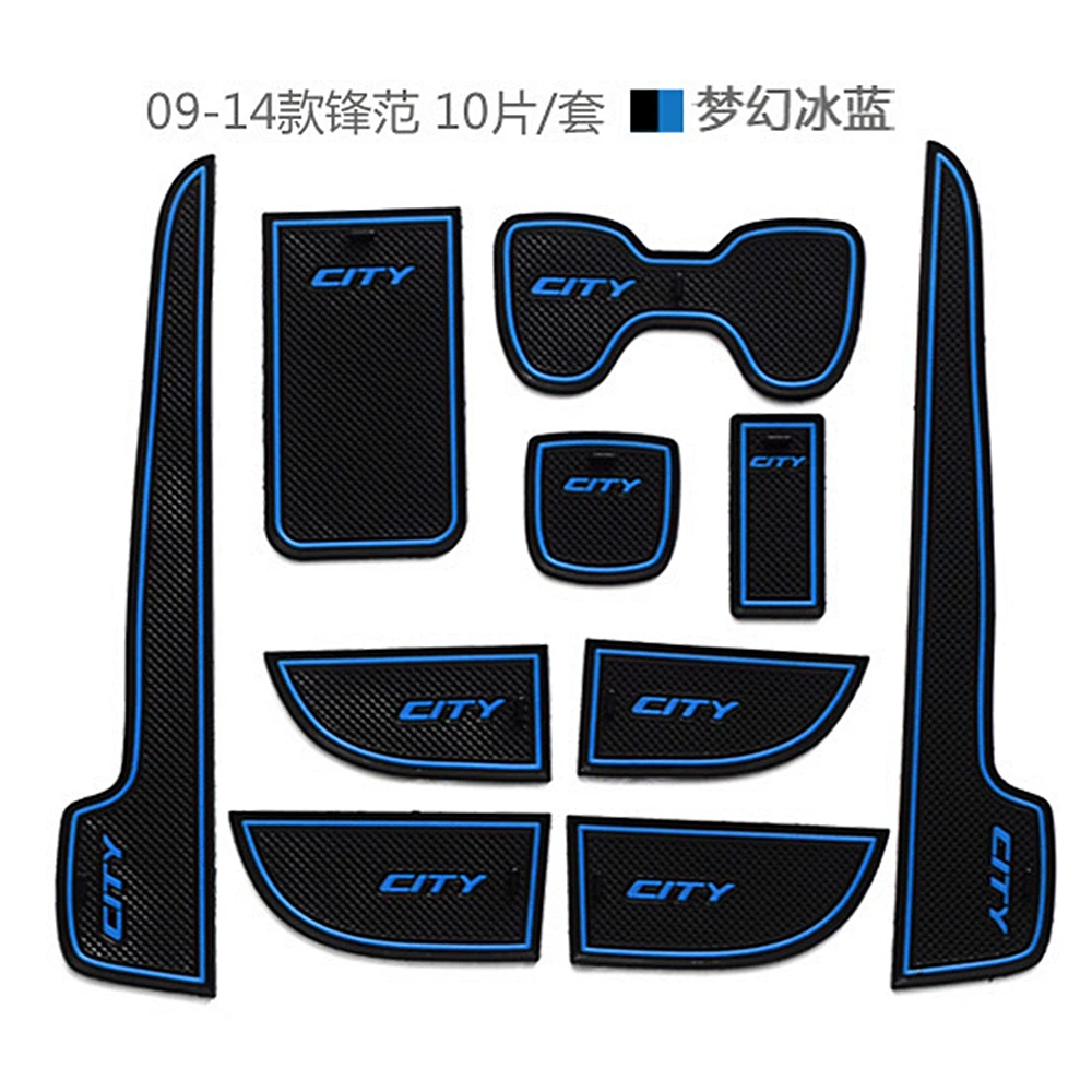 For Honda City 2009 2010 2011 2012 2013 2014 Car Door Groove Mats Non-slip Rubber Cup Holder Sticker Gate Slot Pad Car Styling