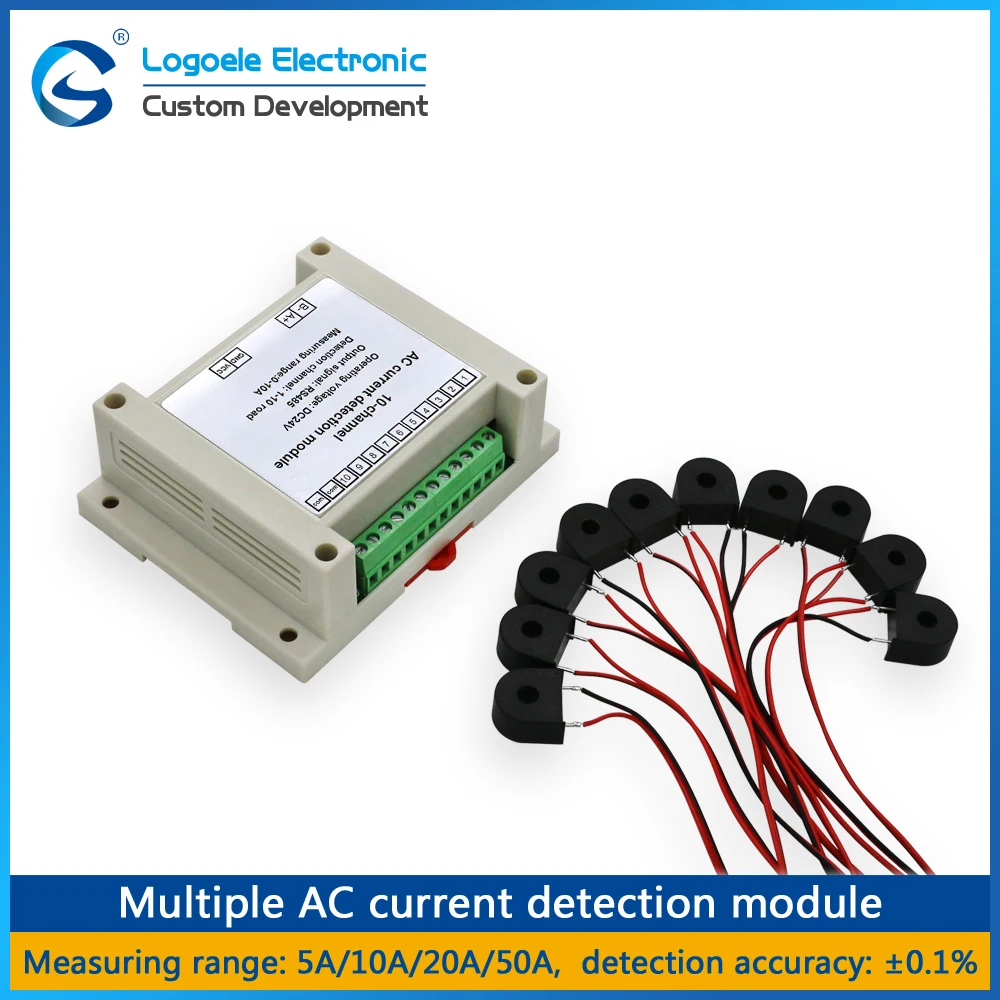 LOGOELE 10-channel AC Current Transmitter 485 Output Sensor Full-range Real-time Acquisition Detection Module