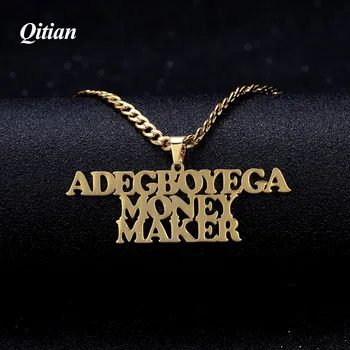 女性のためのパーソナライズされた名前のネックレス,ペンダント付きチェーン,ステンレス鋼,ゴールドジュエリー,チョーカー