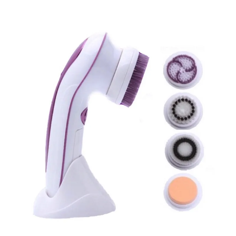 4 in 1 Electric Facial Cleanser 2 Speed Rotary Cosmetic Brush Spin Face Cleaning Brush For Skin Beauty Care Battery Power