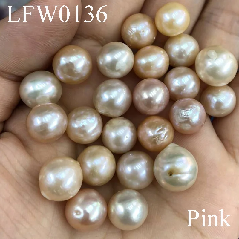 10 Pcs 9-12mm AA+ Pink Round High Luster Natural Party Gift Love Wish Undrilled Loose Colored Oyster Edison Pearls