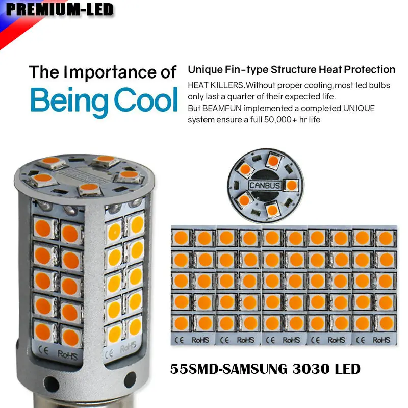 High Power 21W Amber BAU15S 7507 PY21W Canbus LED Replacement Bulbs For BMW F22 F30 F32 2 3 4 Series Front Turn Signal Lights