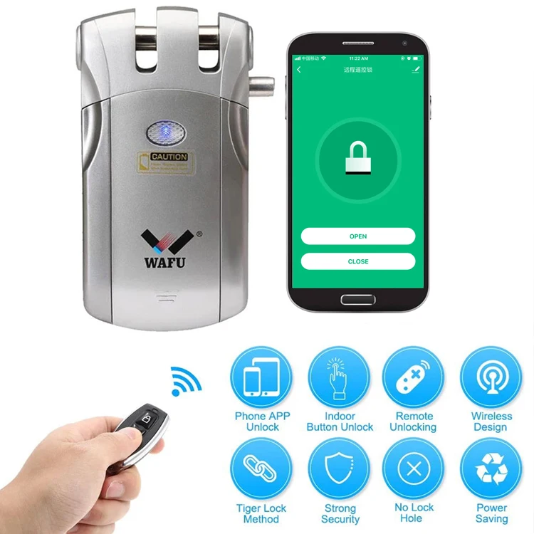 WAFU 018W Pro WIFI Smart Door Lock Remote Control Lock Security Invisible Keyless Intelligent Lock iOS Android APP Unlock