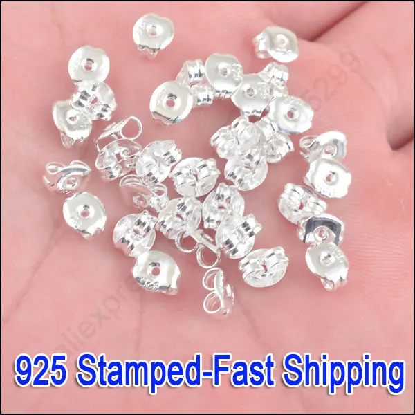 6X5MM 200PCS 925 Sterling Silver Butterfly BACK STOPPERS Earrings Jewelry Findings For Stud Pin Jewelry Settings