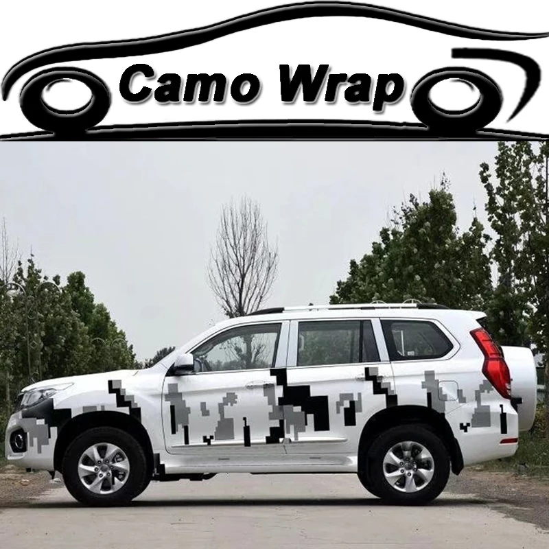 ORINO Large Digital Black White Vinyl Wrap Camouflage Film With Air Bubble Free Motorcycle Boat Car Pixels Film Sheet