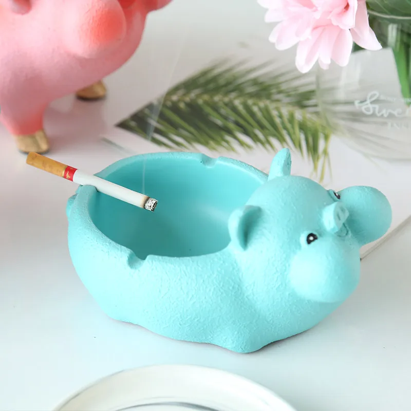 Fun chubby cartoon pig resin ashtray Creative joy pig home decor ashtray