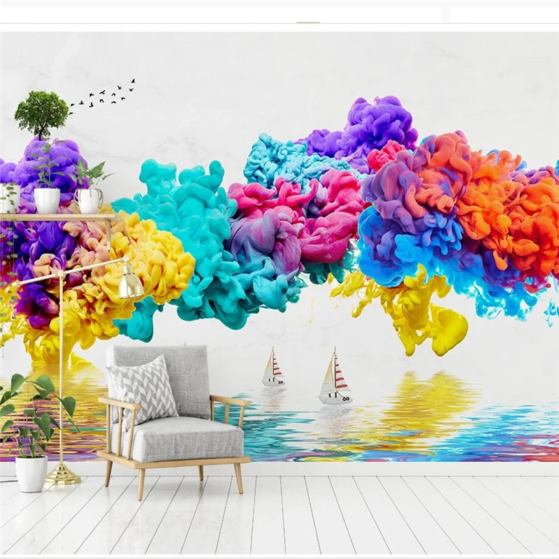 

wellyu papier peint wallpaper for walls 3 d Custom wallpaper Ink and smoke abstract background wall decoration painting