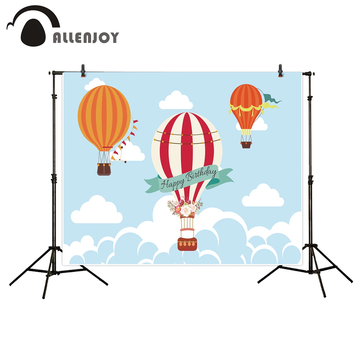 

Allenjoy photography backdrop Sky blue hot air balloon child birthday celebration new background photocall customize photo print