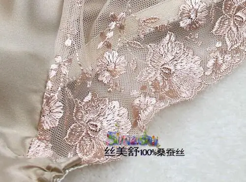 1PC 100% Mulberry Silk Women\'s Sexy Lace Underwear Briefs Lingerie Panties M L XL MS012