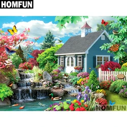 HOMFUN punta quadra/rotonda 5D pittura diamante DIY 