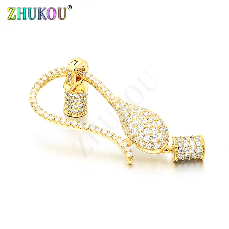 16*53mm High Quality Brass Cubic Zirconia Clasps Hooks DIY Jewelry Findings Making, Model: VK7