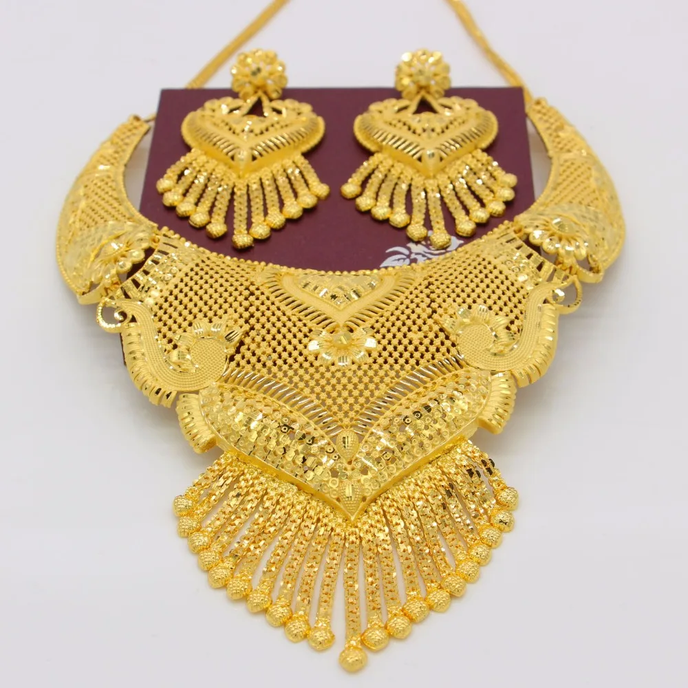 Adixyn Luxury Necklace/Earrings Jewelry Set For Women Girls Gold Color Elegant Arab/Ethiopian Bridal Wedding/Party Gifts