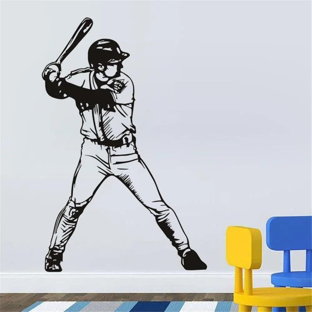 

Removable Baseball player Vinyl Wall Sticker Home Decor Sports Kids Room Decal