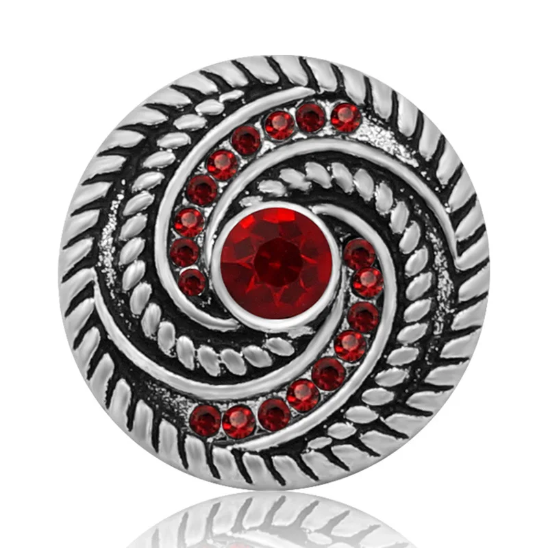 KZ3197 New Beauty elegant Rotate pattern rhinestone Metal 18mm snap buttons for DIY snap jewelry charm fittings wholesale
