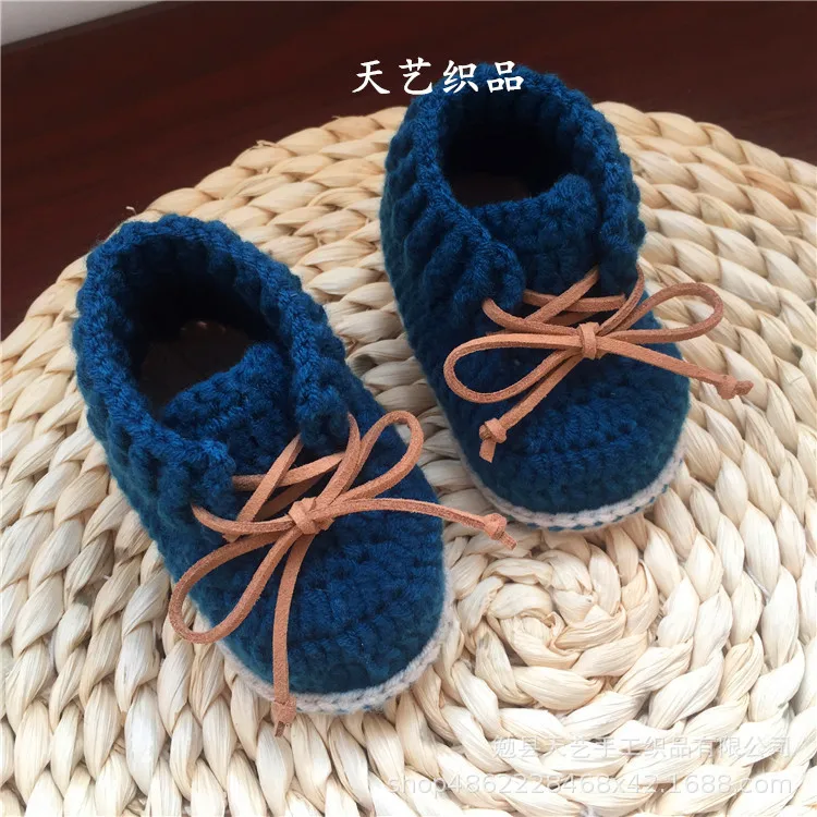 QYFLYXUE0-1 Year Old Baby Shoes Hand Woven Woollen Lace Shoes,Soft Bottom, High Shoes, Spring And Autumn Money.