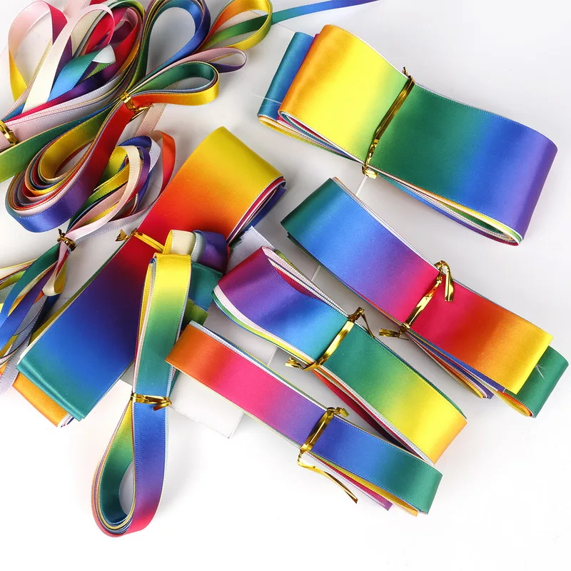 Breite 6/10/12/15/20/25/30/40/50mm Regenbogenfarbene Ripsbandbänder für Schleifen, Handarbeiten, DIY, Nähen, Bekleidung und Verpackungsmaterialien, 5 Yards / Rolle – Detail 6
