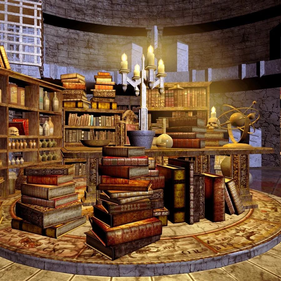 

Laeacco Photo Background Old Woodden shelf Book Candles Skull Laboratory Interior Photography Backdrops Photocall Photo Studio