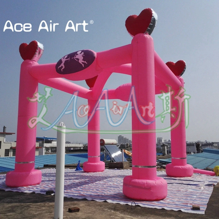 Promotion Wonderful Romantic Inflatable Frame Structure of Wedding House with Heart for Wedding Events