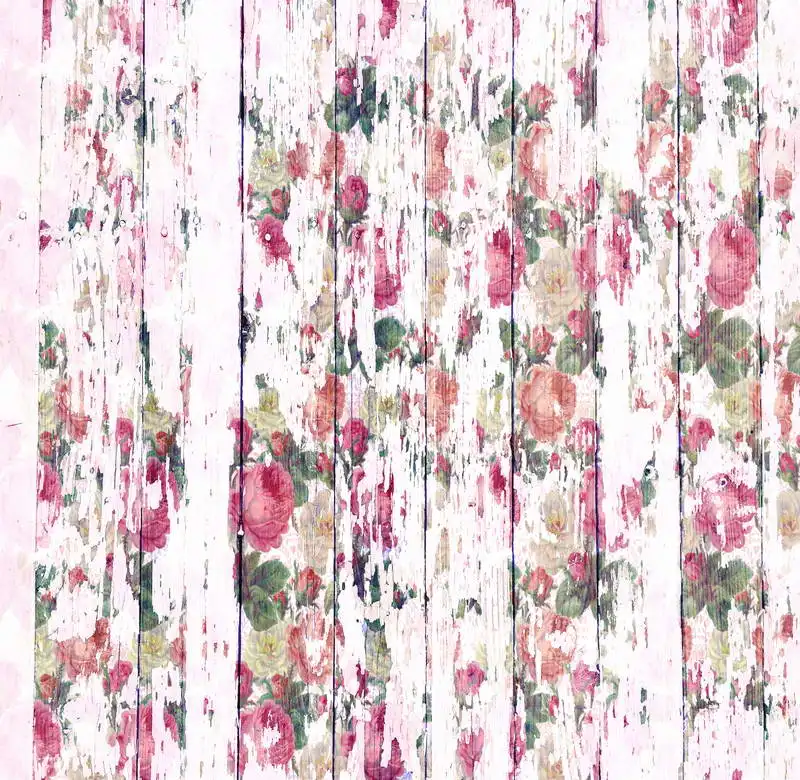 10x10ft Vintage Floral Wood Panel Planks Seamless Washable Wrinkle Free One Piece Photo Background Backdrop Polyester Fabric