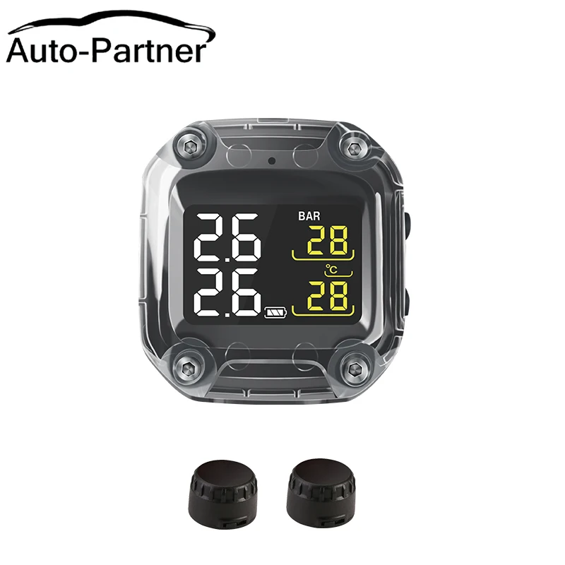 Wireless Motorcycle TPMS Tire Pressure Monitoring System Digital LCD with Two External/Internal Sensors for BMW for Honda