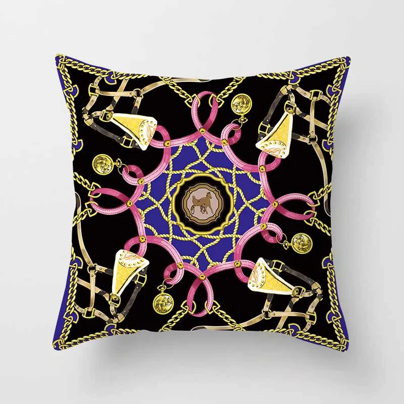 mylb Retro Vintage Pillow Cover Case Geometric Flower Printed Black Gold Pillows Cases Bedroom Home Decorative Throw Pillowcases