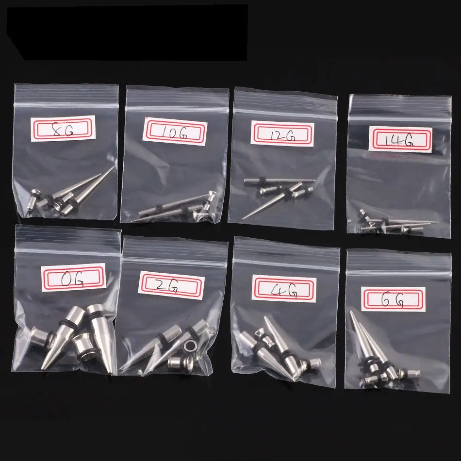 FHJEWE 24 pcs Gauge Kit Stainless Steel Flared Ear Stretching Kit Punk 10mm-20mm Plugs and Tapers Ear Expander Tunnel Gauges Set