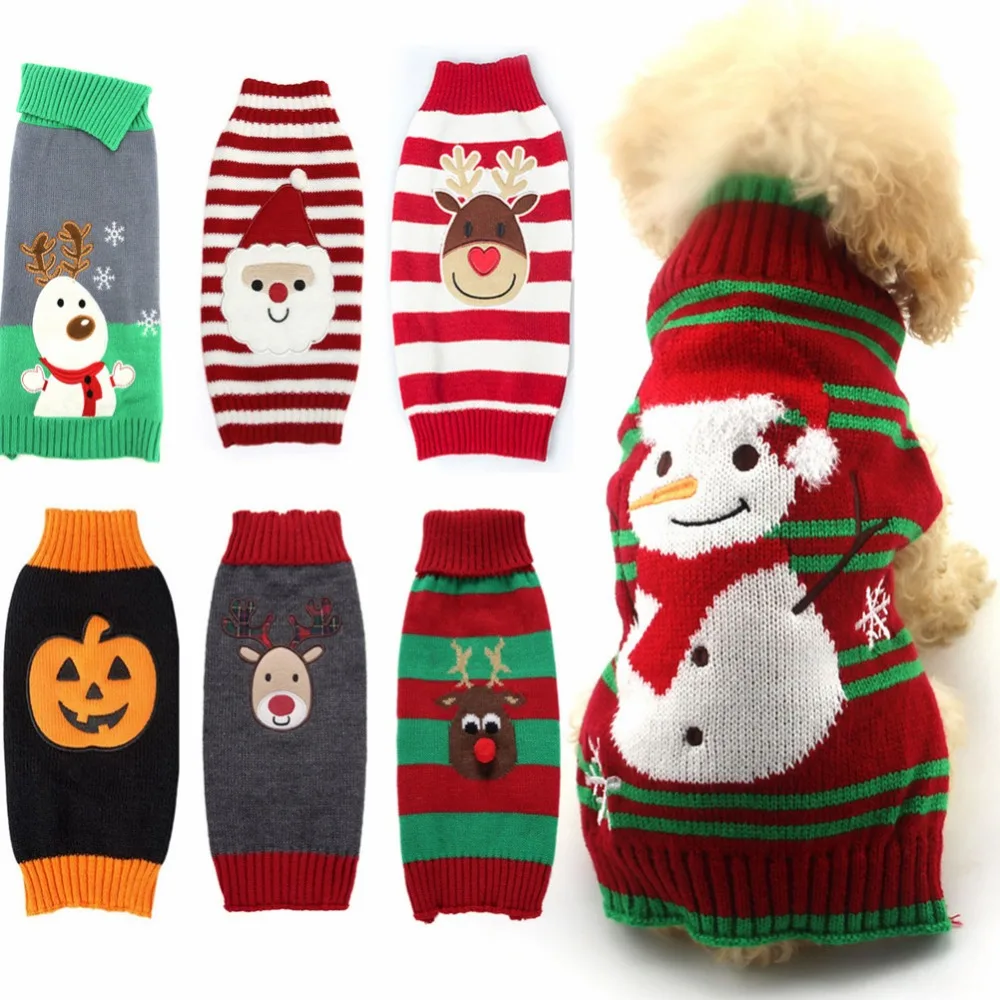 

Wool Coats Dog Christmas Sweater Santa Claus Winter Warm Knit Clothes for Dogs Chihuahua Pet Costume