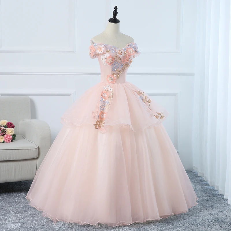 Robe de soirée couleur bonbon deux niveaux, en dentelle, robe de bal, épaules nues, col bateau, 2020, nouveauté