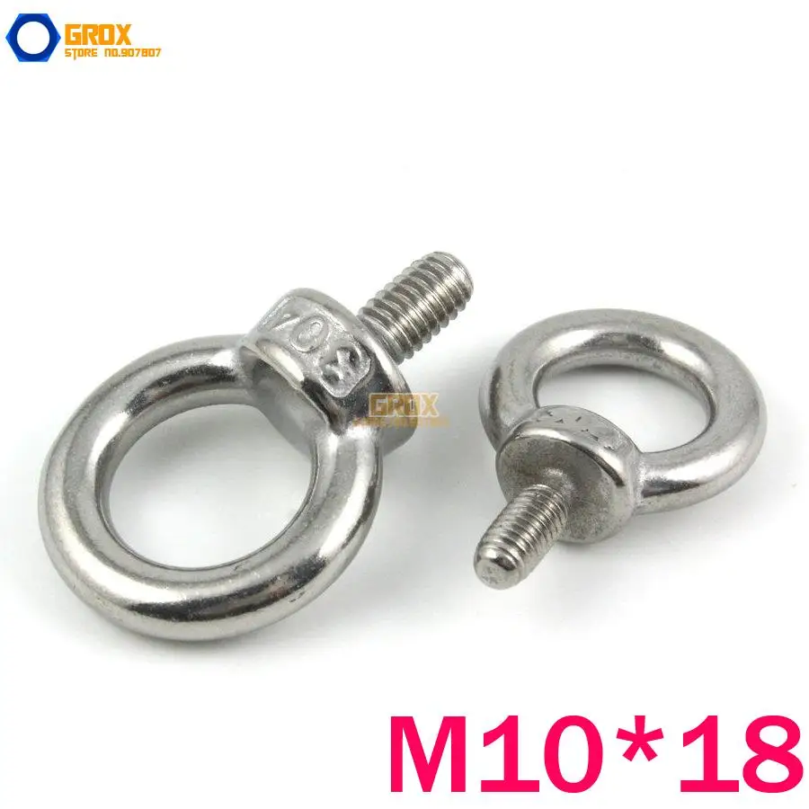 

2 Pieces M10*18 Machine Eye Bolt 304 Stainless Steel