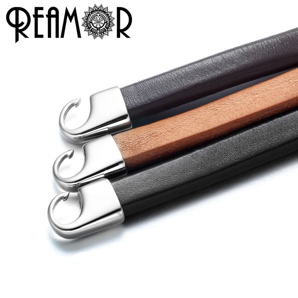 REAMOR 1m/lot Genuine Leather Rope Width 10mm Flat Leather Cord  For Jewelry Making Bracelet