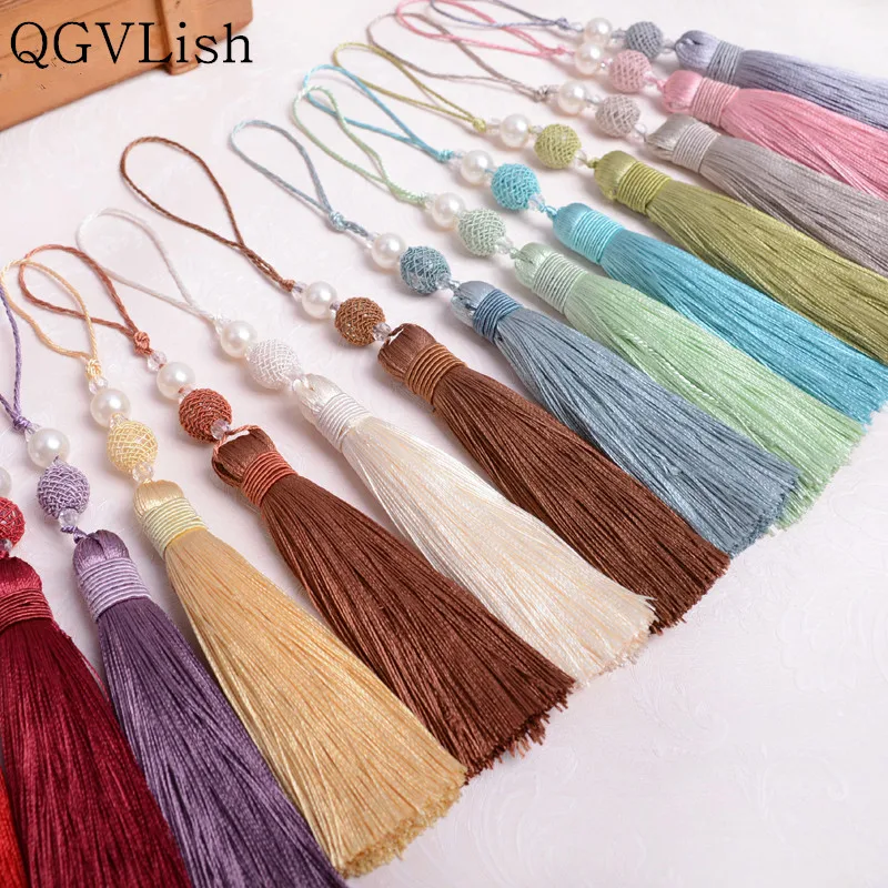 

QGVLish 10Pcs Bead Cord Small Curtian Tassel Fringe Curtain Accessory DIY Sewing Sofa Stage Key Tassel For Bookmark Home Decor